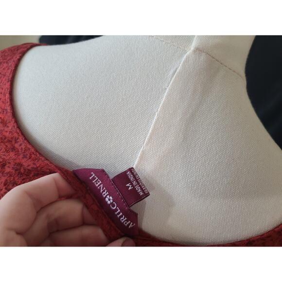 April Cornell Womens Rich Red Jacquard Court Midi Dress Medium Belted - Picture 8 of 8